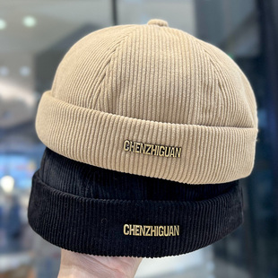 秋冬灯芯绒瓜皮帽男女日系街头百搭嘻哈雅痞帽复古时尚 水手地主帽