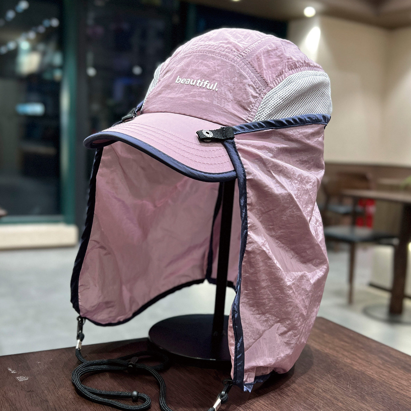 可拆卸运动防晒披肩帽户外徒步登山鸭舌帽越野跑步遮脖子速干帽女