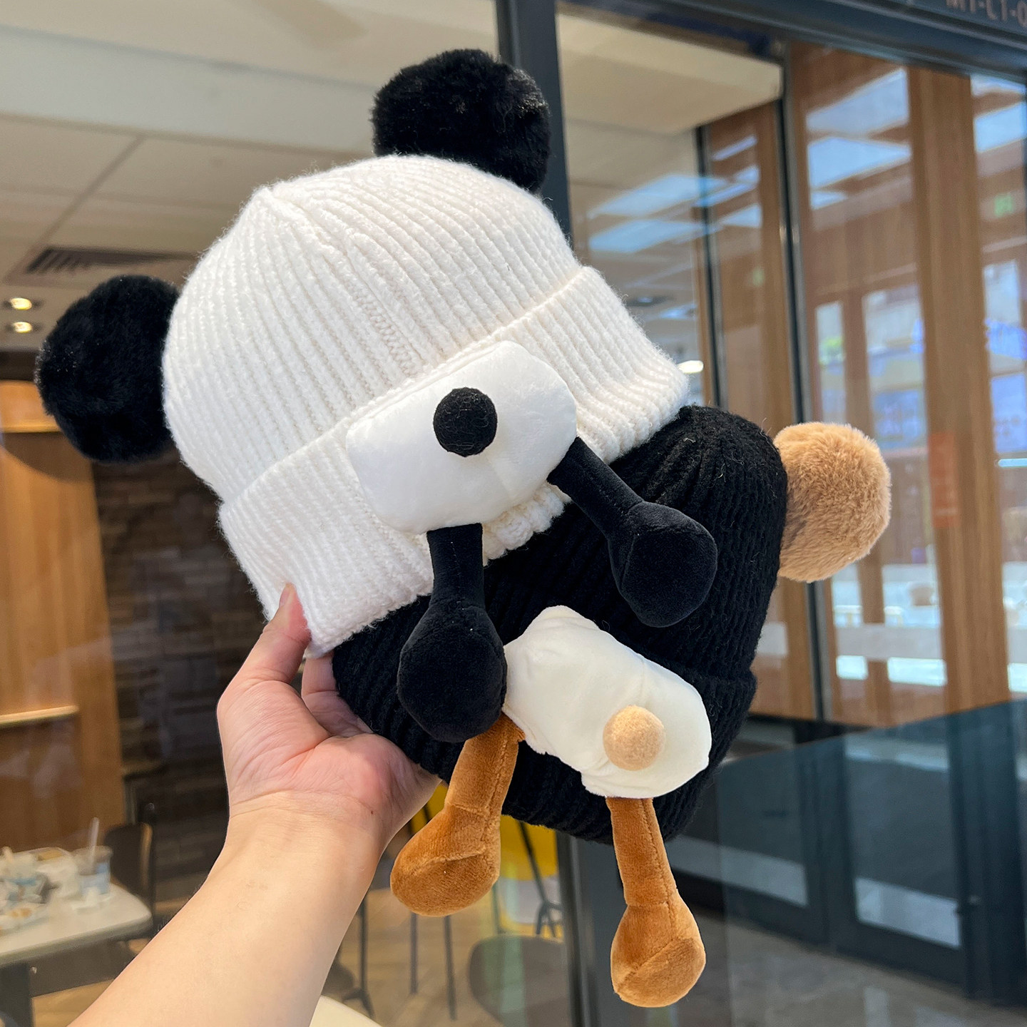 日系新款小熊耳朵屁股毛线帽女2025新款加绒护耳帽冬季保暖针织帽,服饰配件/皮带/帽子/围巾,帽子,淘宝优惠券,粉丝福利购,淘宝优惠卷