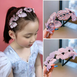 夏季 儿童编发发箍压发头箍头饰女童刺绣蝴蝶发饰碎发夹不伤发发饰