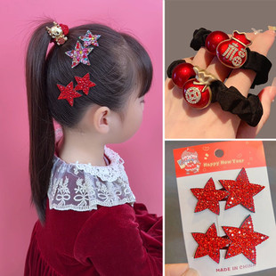 新年红色喜庆马年头绳发饰女本命年扎马尾丸子头发皮筋头饰发绳