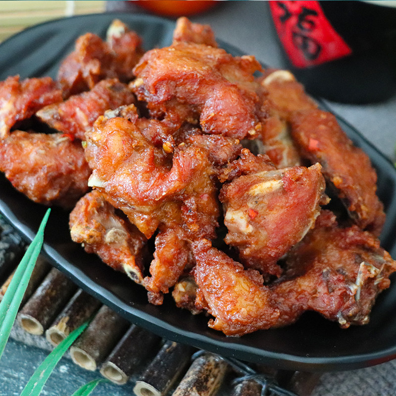 泰森全熟辣卤风味鸡骨架 1kg腌制鸡锁骨带骨鸡块油炸小吃辣味鸡架