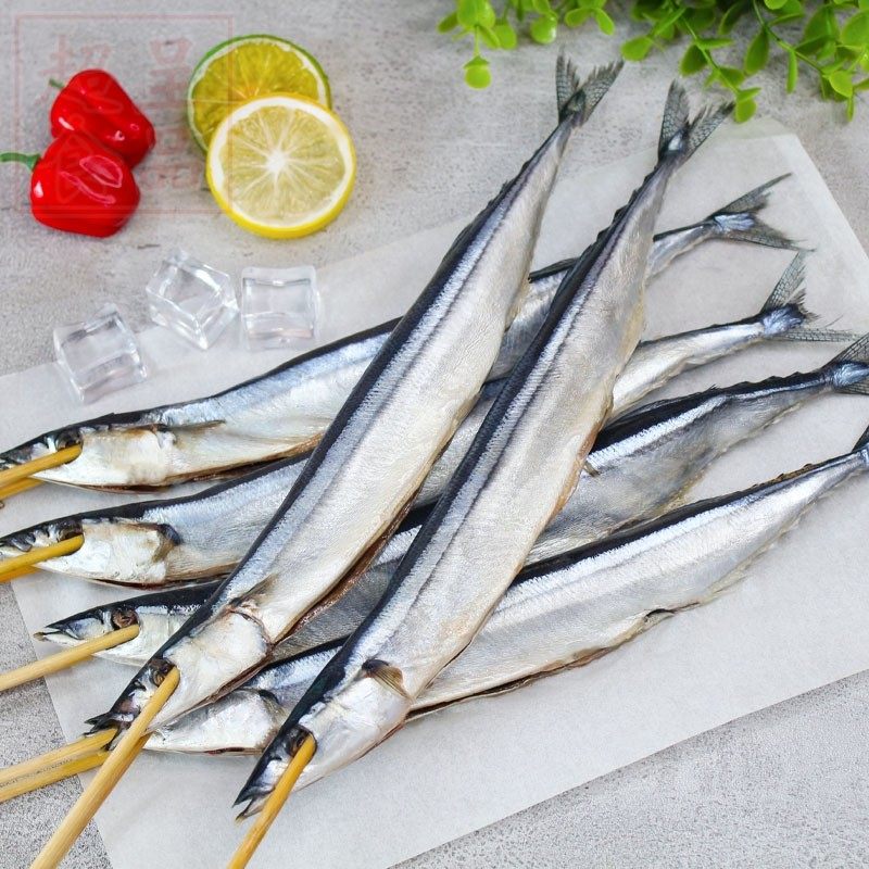 秋刀鱼串 10串 烧烤油炸铁板去内脏秋刀鱼烧烤串半成品商用食材