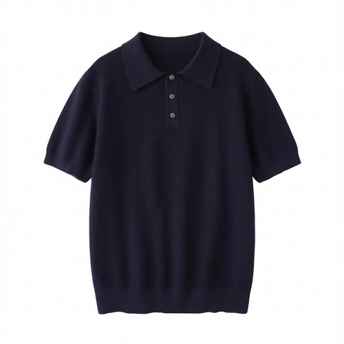 商务休闲POLO领短袖纯色针织衫