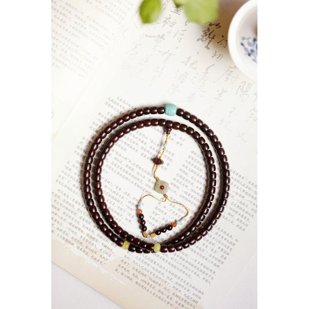 原创印度小叶紫檀扶风7*8mm108颗