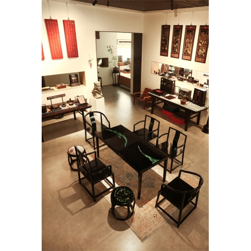 非遗大漆工艺攒云长方桌八件套