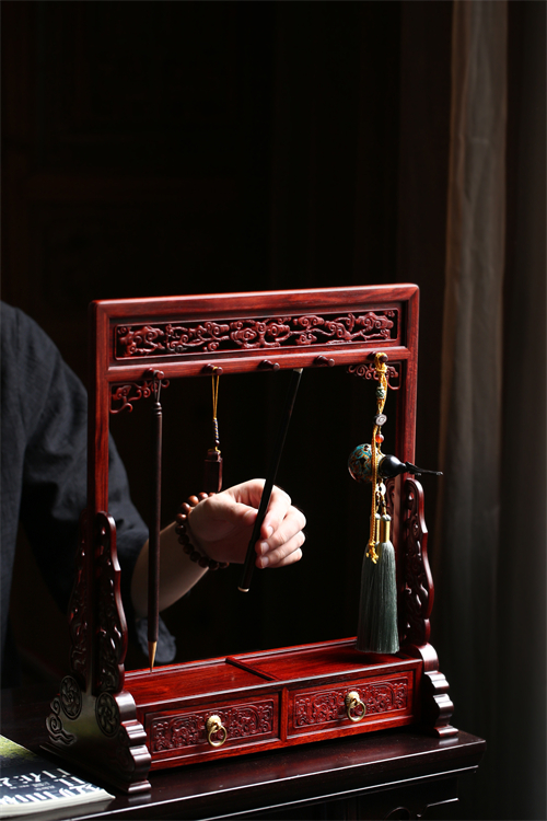 印度小叶紫檀明式螭龙笔挂笔架带抽屉榫卯结构文房雅件文玩收藏品