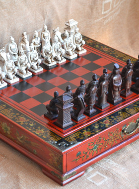 大号国际象棋兵马俑立体棋盘