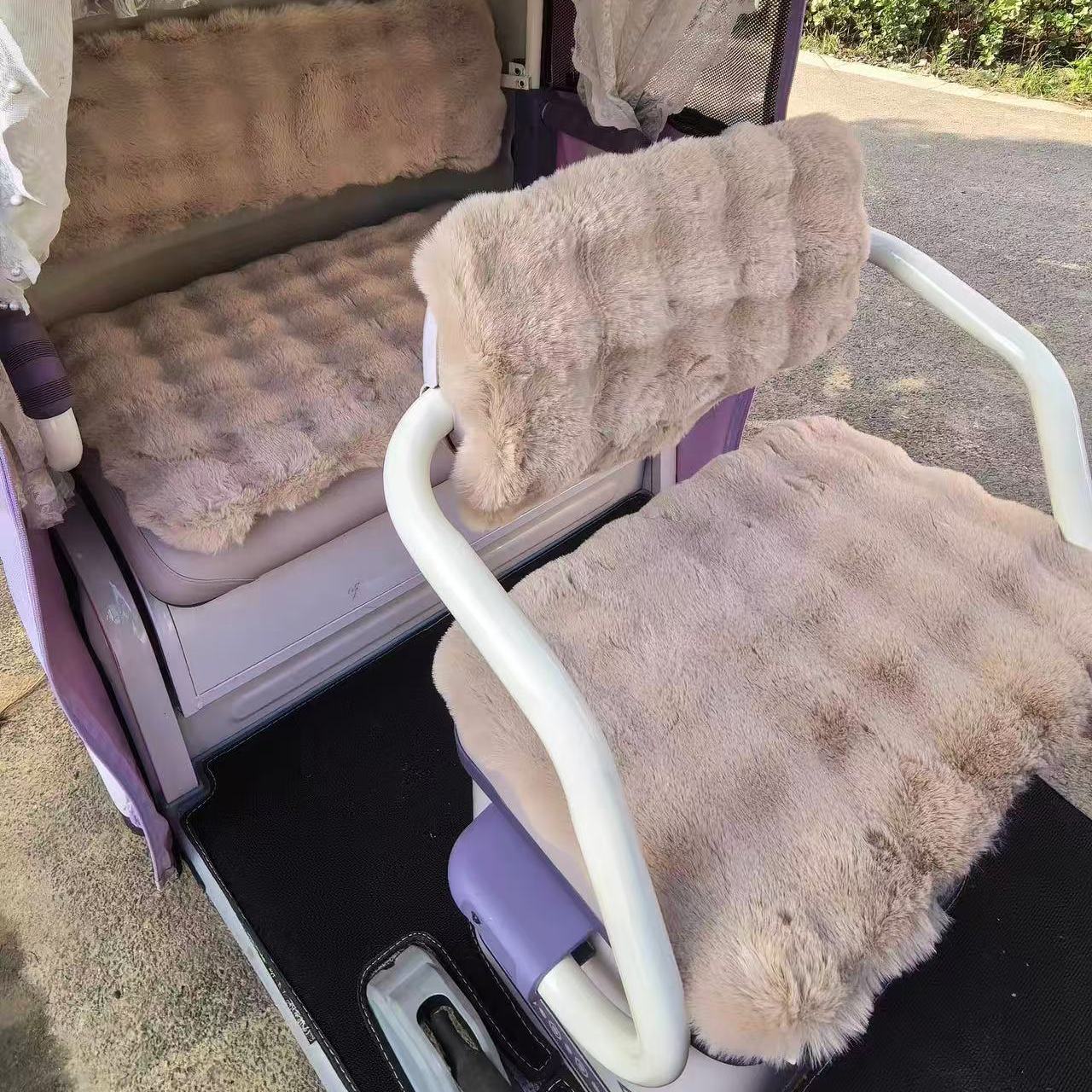 盛昊蜻蜓Ultra专用坐垫冬季加厚保暖三轮车毛绒座套雅迪CL9S毛垫