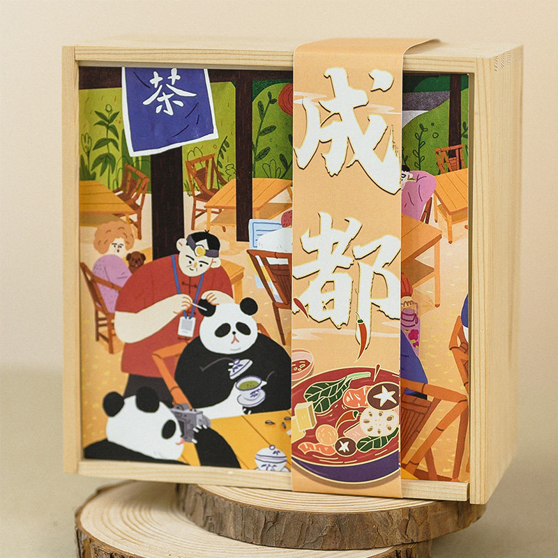 拉芙里手作礼品【盖碗茶】成都特色熊猫主题文创送朋友创意伴手礼