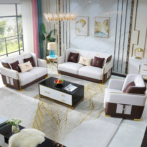 Post -Модерна легкого роскошного дивана комбинация кожаный диван маленький квартира простота гостиная