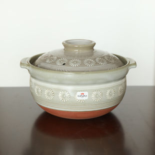 小葵川町屋日本原装进口万古烧花三岛大容量耐热陶土砂锅土锅炖锅