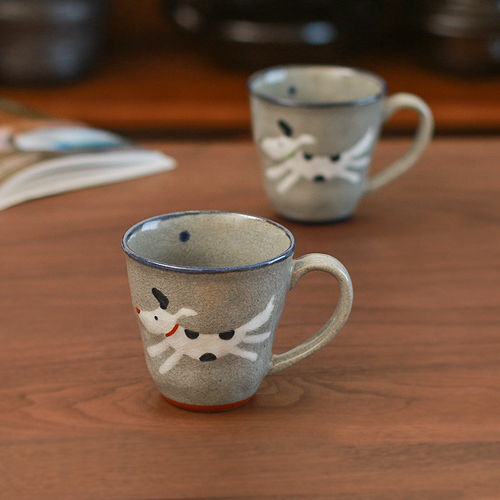 翔芳窑陶瓷复古手绘小狗马克杯