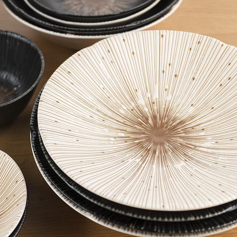 小葵川町屋 日本原装进口千段十草纹圆型餐盘平盘甜点盘炸物菜盘