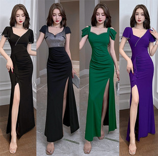 晚礼服长裙女年会宴会主持高级感复古新中式改良旗袍连衣裙子女潮