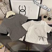 T恤女宝宝圆点个性 韩版 上衣潮 2025新款 洋气波点时尚 女童短袖 夏季