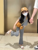 时髦两件套装 女童夏装 上衣休闲喇叭裤 女宝宝洋气短袖 韩系T恤童装