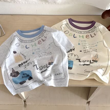 Boys' Short-Sleeved T-Shirt 2025 New Style Kidsren's Summer Pure Cotton Top Baby Summer Clothing Stylish Cartoon Base Shirt Trendy