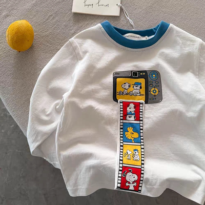 纯棉儿童宝宝2026春秋新款女童卡通ins印花长袖圆领T恤上衣打底衫