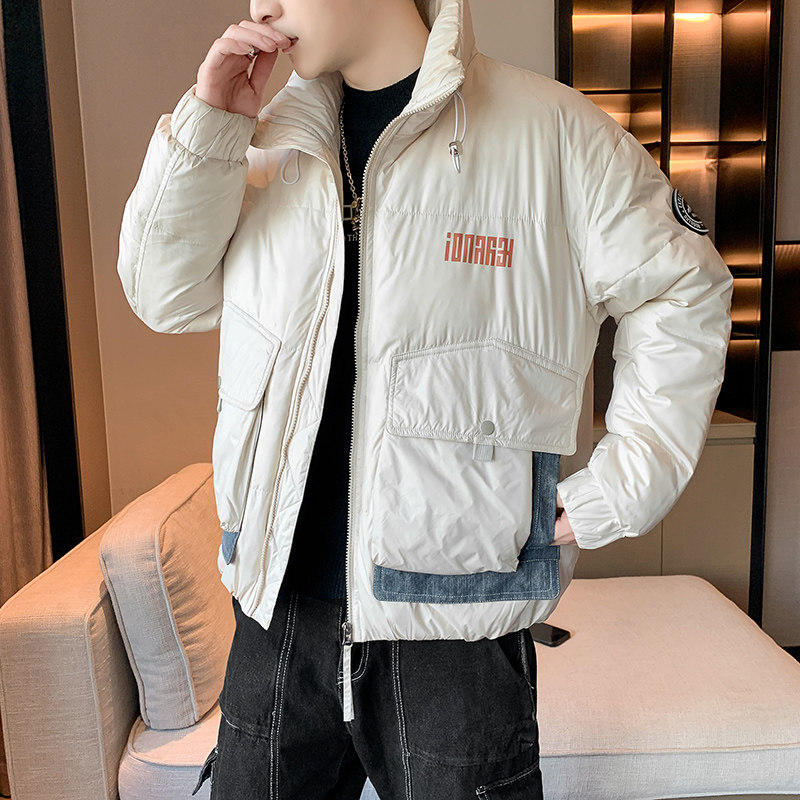 90白鸭绒 2022冬加厚宽松休闲立领羽绒服男中性保暖外套Y822图片