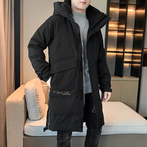 90白鸭绒 2022冬加厚宽松休闲羽绒服男中长款保暖外套Y830图片