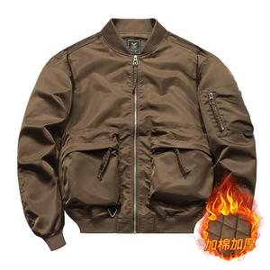 秋冬工装夹克上衣男士加绒加厚飞行员棒球服外套JK370薄P95厚P105，男装夹克，星座四季星座1412