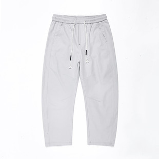 男宽松直筒松紧腰休闲长裤 轻商务长裤 纯色青年弯刀裤 K03春秋新款