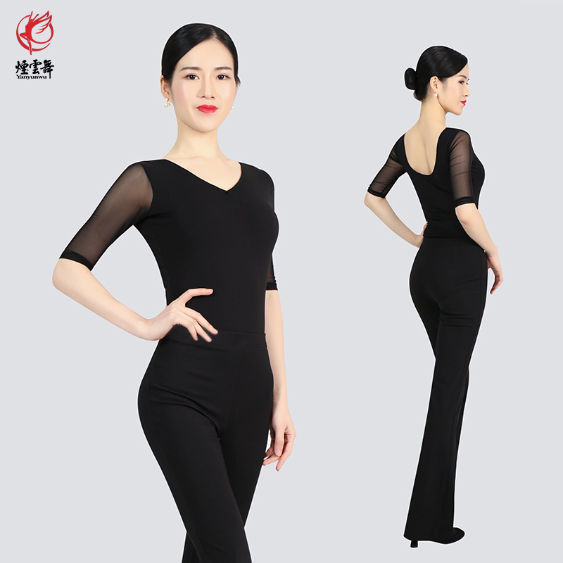 形体礼仪网纱春夏套装舞蹈训练服