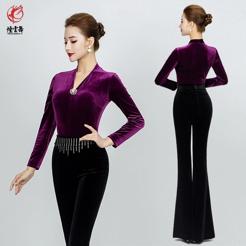 烟云舞 Бархатный комплект, манекен головы, элегантная спортивная одежда, V-образный вырез