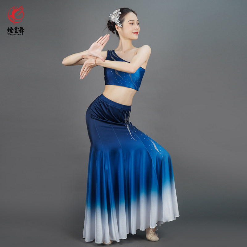 烟云舞傣族舞蹈服女艺考表演跳舞舞台演出服鱼尾练功裙舞服套装