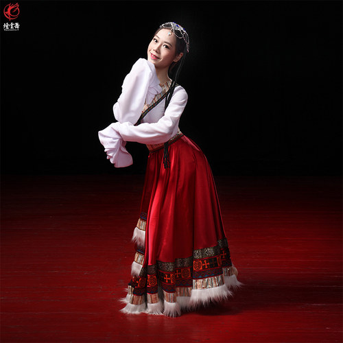 烟云舞西藏族藏式女广场舞舞蹈表演演出服装上衣长裙半身裙民族裙 - 封面