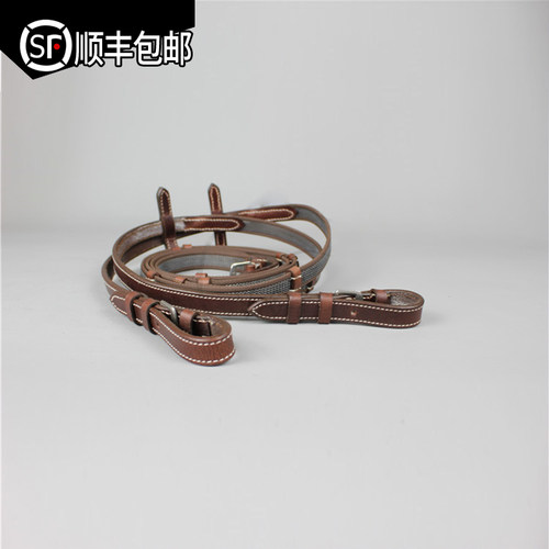 马龙头水勒马术装备纯皮防滑织带进口牛皮英式缰绳马鞍水勒配件