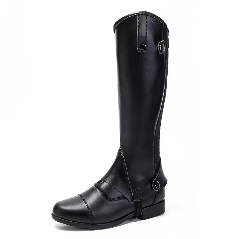 柔软真皮马术靴专业儿童比赛短靴