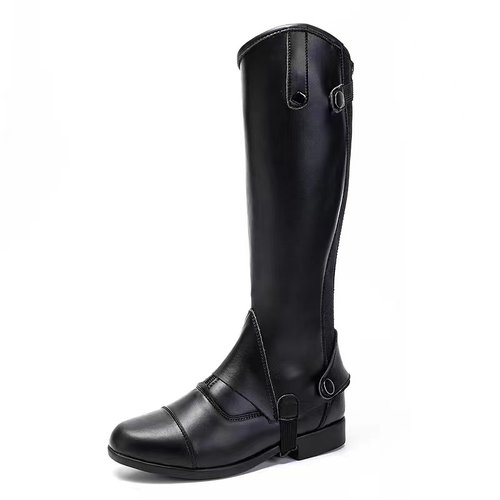 柔软真皮马术靴专业儿童比赛短靴