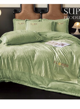 新款牛奶绒四件套宝宝绒婴儿绒四件套床盖四件套绒四件套-奥斯丁