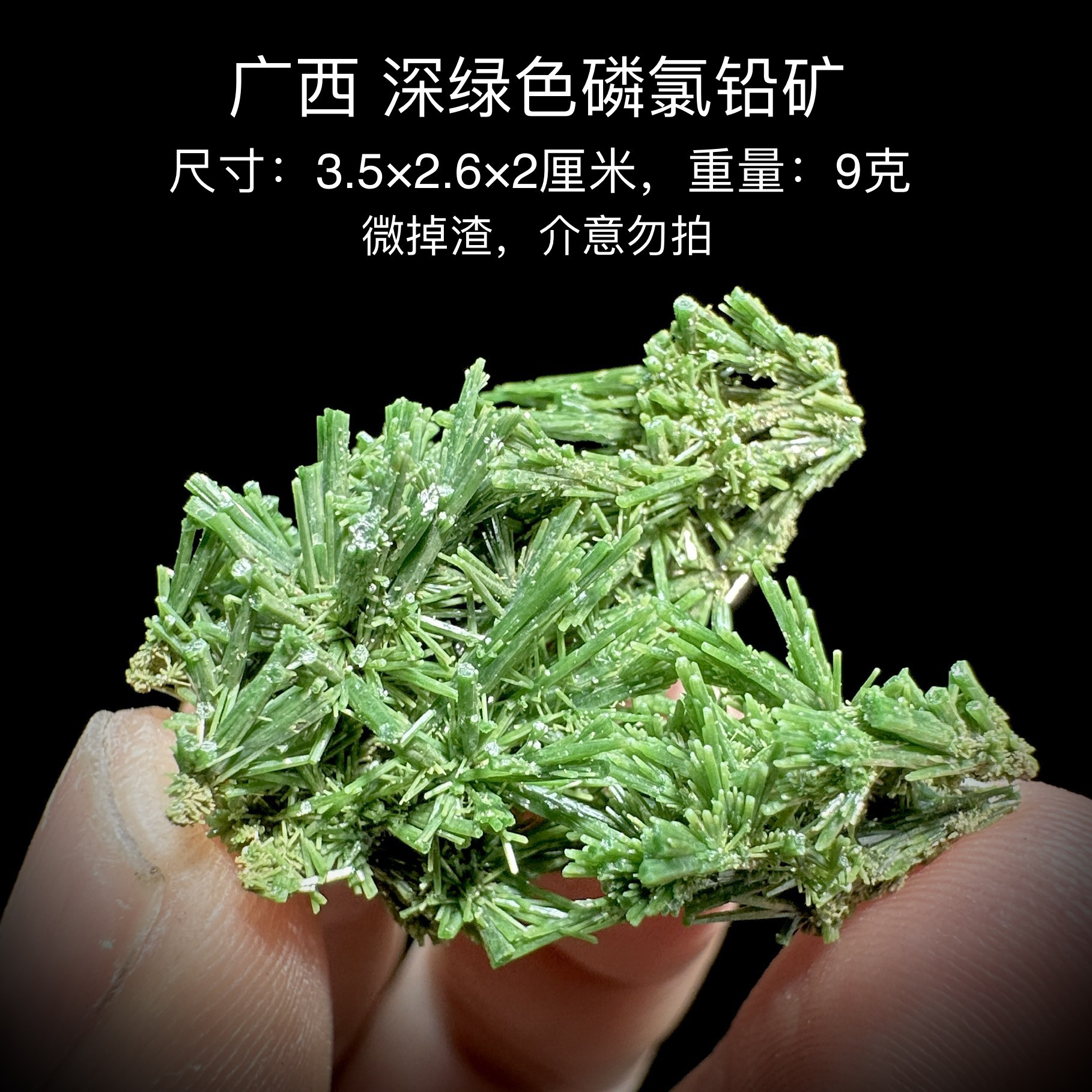 广西深绿色磷氯铅矿 天然矿物晶体标本矿石原石收藏石头摆件d18