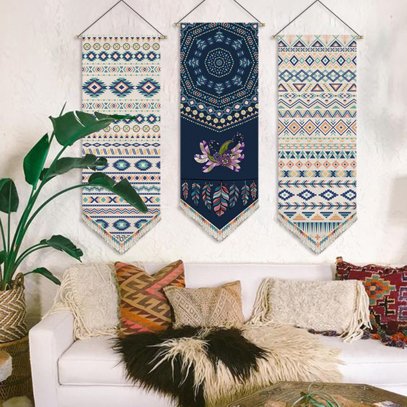 波西米亚挂画布艺民宿酒店装饰挂毯客厅背景墙布挂布卧室床头布画