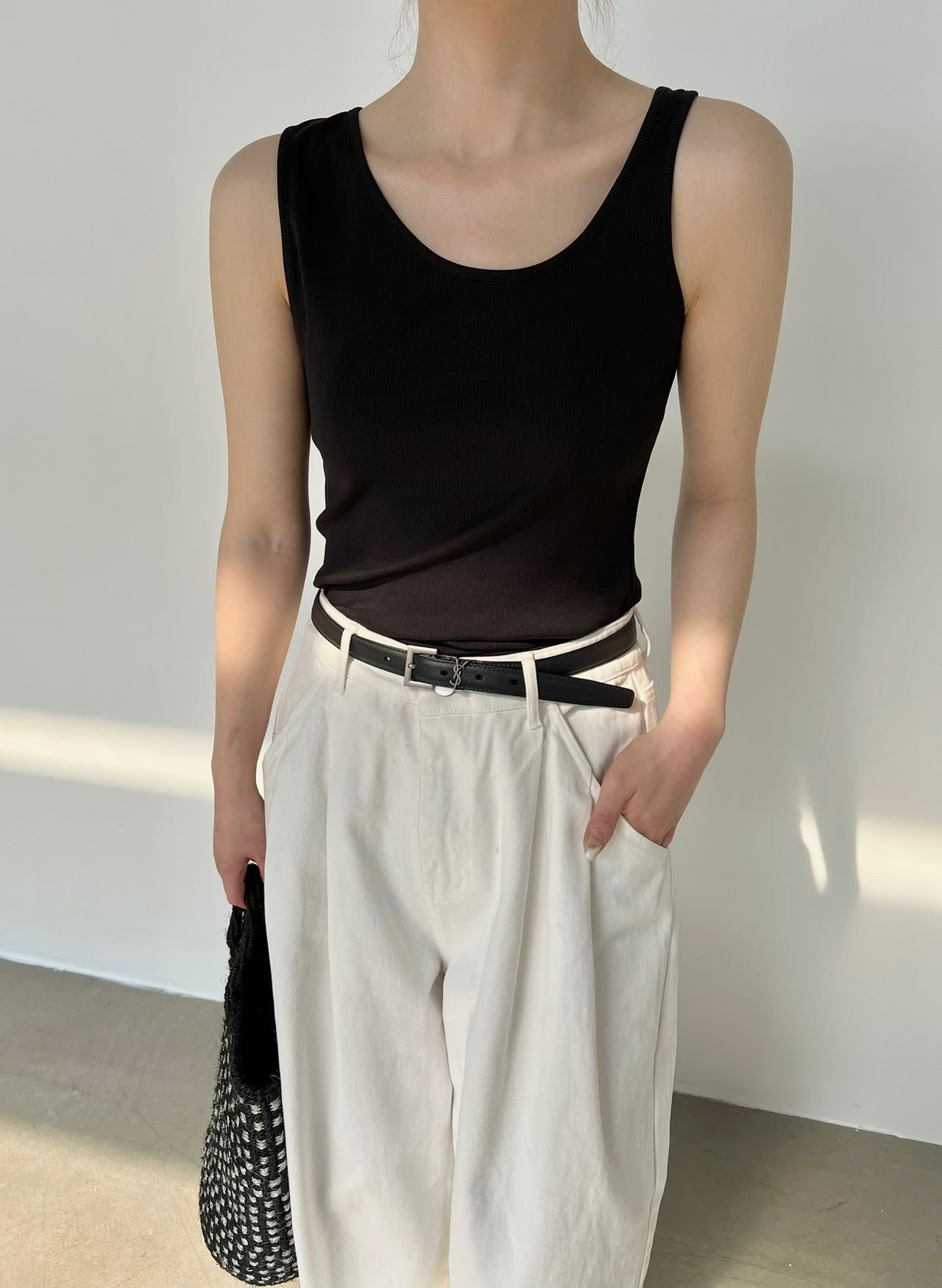 58037 /2026女装新品 韩版纯色不规则打底背心