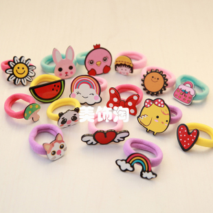 韩版 可爱萌妞亚克力卡通小宝宝发圈儿童女孩发饰头饰品女童头饰