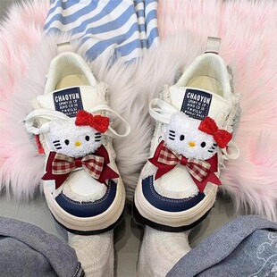 女大童板鞋2025秋冬新款爆款丑萌鞋子潮流kt猫女孩可爱百搭休闲鞋