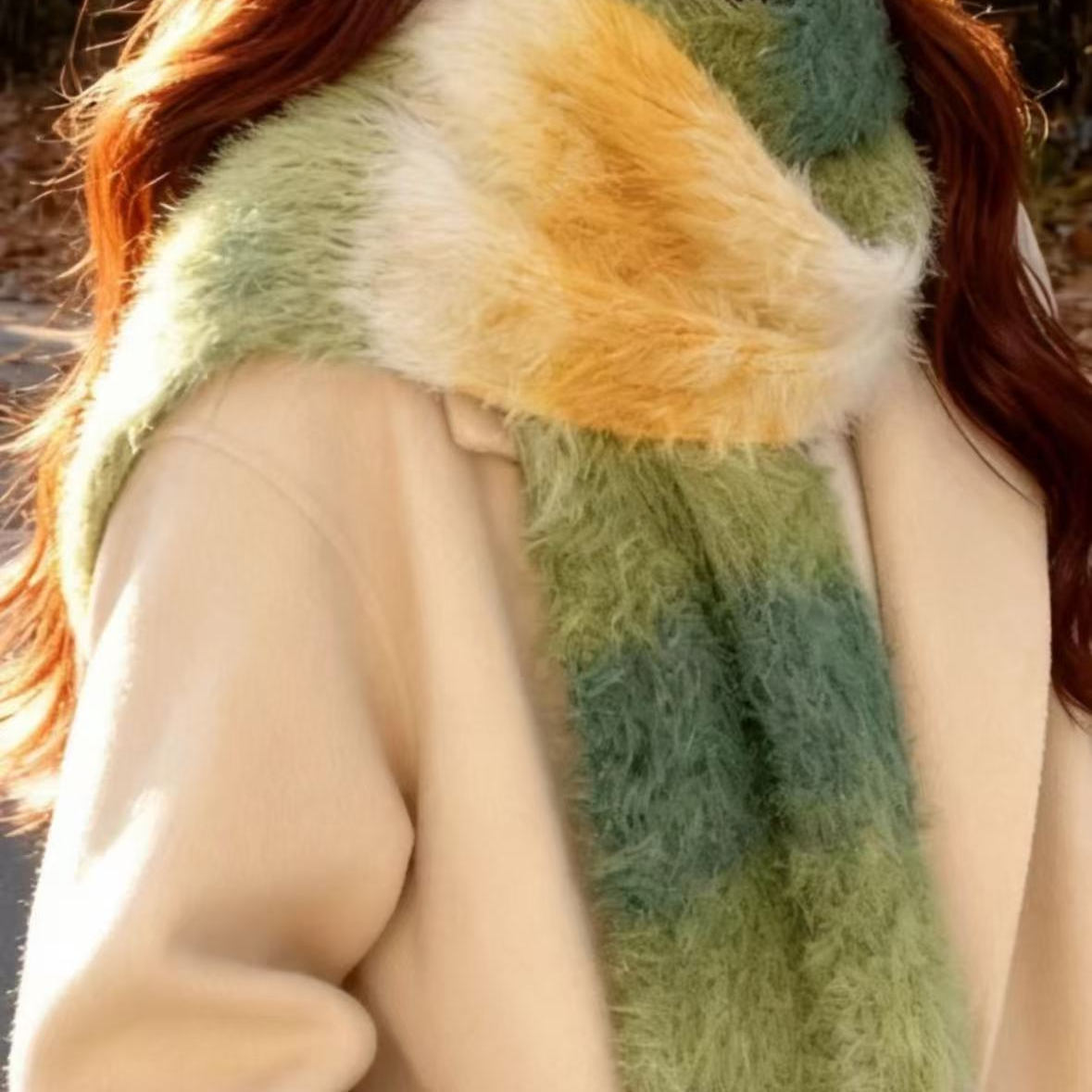 渐变毛线围巾手工编织DIY材料包雪宝同款长毛疗愈绒感送男女朋友