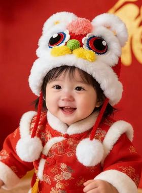 【材料包】2026马年本命年春节新年醒狮帽DIY材料包红色手工制作