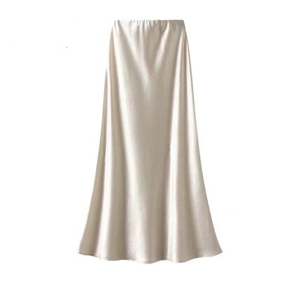 【雪欧尼专享】醋酸缎面鱼尾气质简约垂感显瘦包臀a字中长裙子