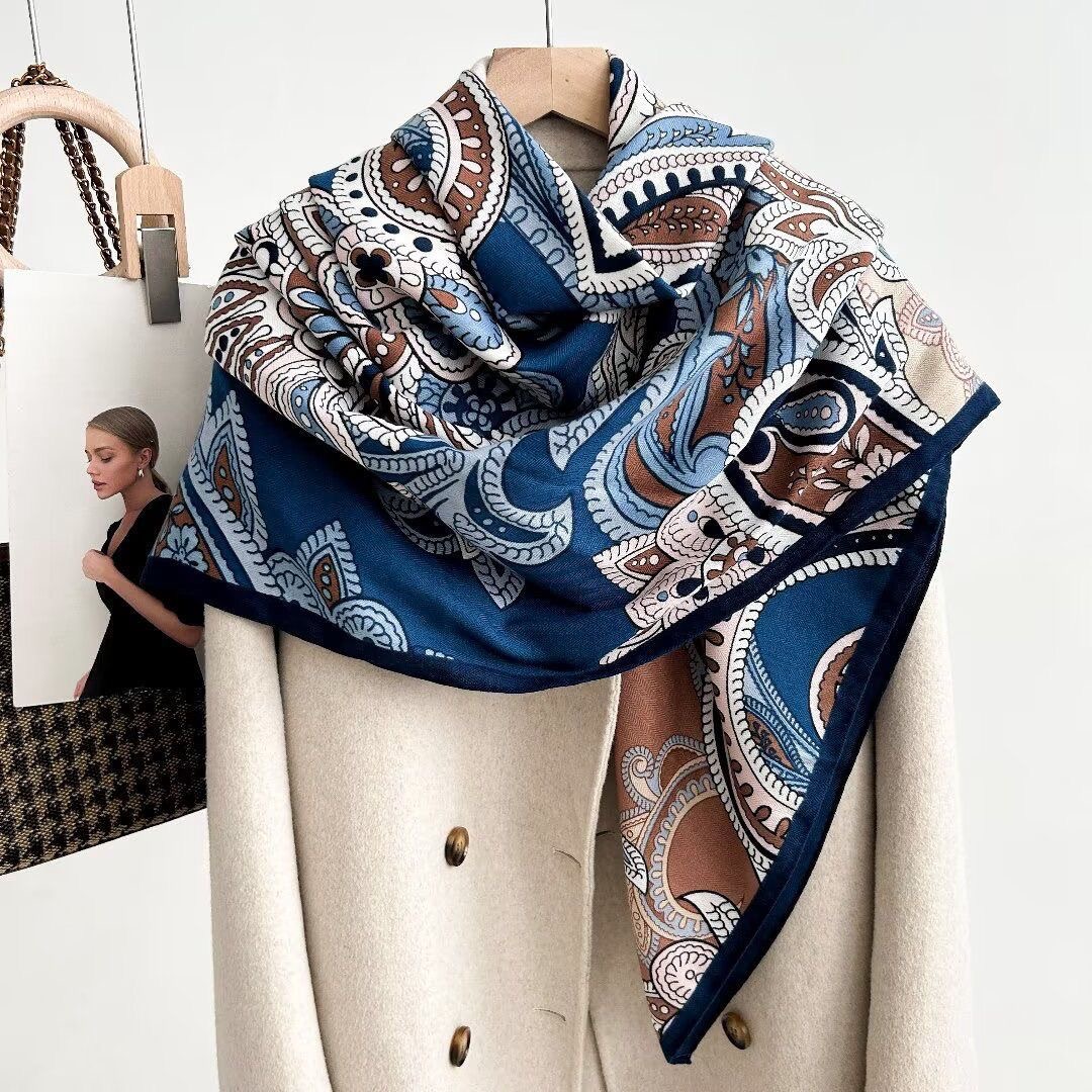 玫瑰故事同款小香风时尚大方巾丝毛手工卷边围巾披肩两用女