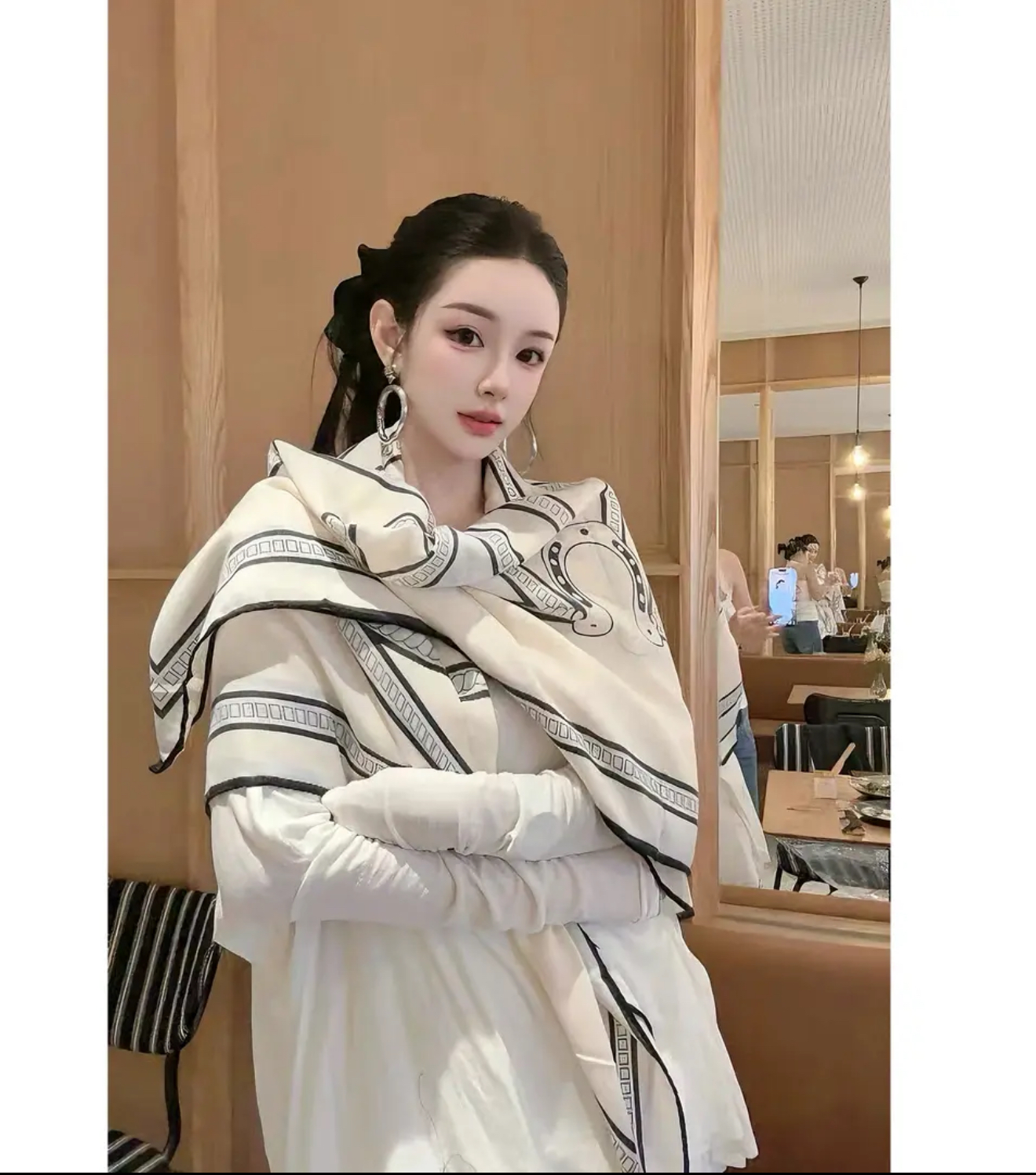 小马图腾时尚大牌款丝毛大方巾秋冬高端丝绒围巾披肩女