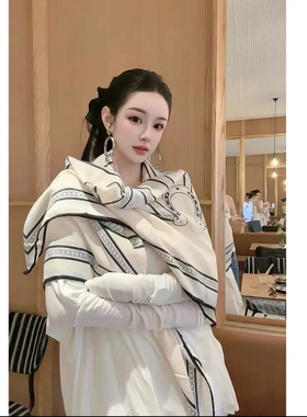 小马图腾时尚大牌款丝毛大方巾秋冬高端丝绒围巾披肩女