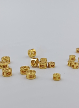 18K金配件小钱币925银镀金铜钱有钱花扣头配件尾扣连接扣