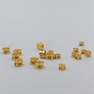 18K金配件小钱币925银镀金铜钱有钱花扣头配件尾扣连接扣