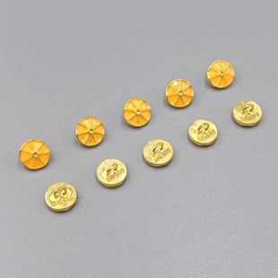 999足银橙子尾扣手工编织DIY配件实心纽扣手链结尾扣编绳配件纽扣