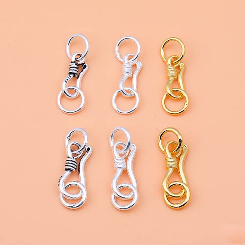 S925纯银S扣钩手工串珠DIY编绳手链扣子配件龙虾扣纯银饰品